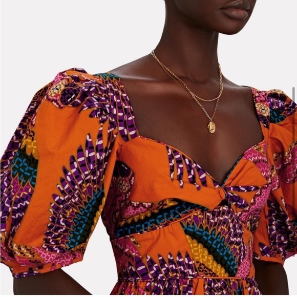 NWT FARM RIO Beaded Macaws Puff Sleeve Midi Dress Size XL - Picture 3 of 9